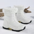thumbnail image 5 of Camo Snow Boots for Women Front Zipper Winter Outdoor Hiking Shoes Plush Warm Mid Calf Booties Nonslip Trekking High Top Ankle Boots White Size 7, 5 of 7