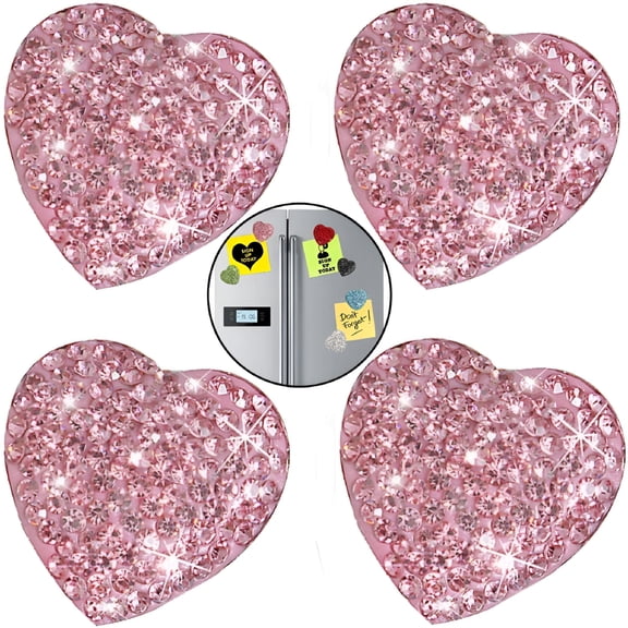 ACDANC Bling Bling Fridge Magnets 4 Pack for Office Cabinets Whiteboards Dry Erase Board Lovely Home Decorative Refrigerator Magnets Pink