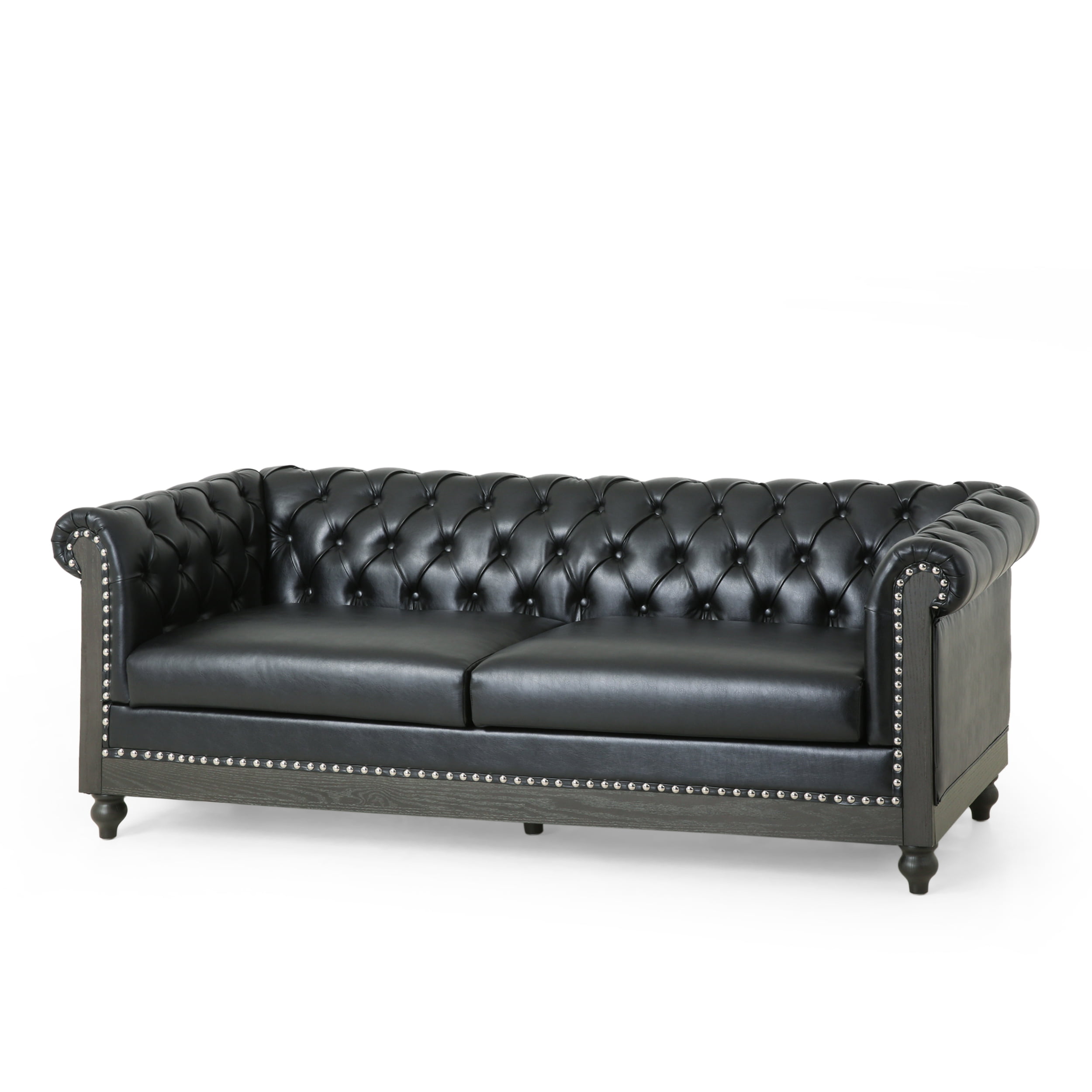 Kinzie Chesterfield Tufted 3 Seater, Kinzie Chesterfield Tufted Fabric 3 Seater Sofa With Nailhead Trim