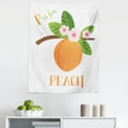 thumbnail image 1 of Peach Tapestry, Alphabet Learning Themed Cartoon with P is for Peach Text and Fruit, Fabric Wall Hanging Decor for Bedroom Living Room Dorm, 5 Sizes, Apricot Olive Green, by Ambesonne, 1 of 1