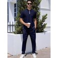 thumbnail image 6 of Men'S Quarter Zip Short Sleeve Top & Jogger Pants 2 Piece Outfit Navy Blue XXL, 6 of 7
