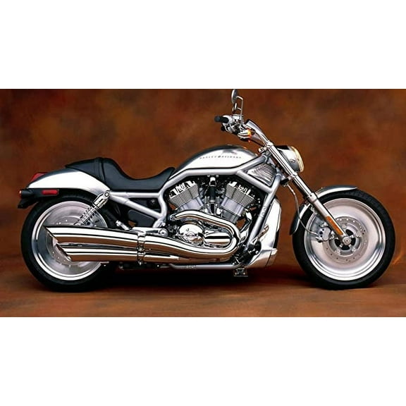 Iconic Arts Laminated 42x24 Poster: Harley Davidson v Rod Gray and Black Cruiser Motorcycle 4k hd HD