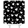 thumbnail image 4 of Valentine''s Day Shower Curtain Black White Heart Romantic Love Creative Polyester Fabric Bathroom Decor Set with Hooks(36" Wx70 H), 4 of 4