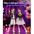 thumbnail image 6 of G*'irls Anime Pop Singer Costume Set - Sparkle Jacket Crop Top Shorts Outfit with Purple Braid Wig Halloween Cosplay Birthday Party Ages 4-12 Apparel Accessories, 6 of 9