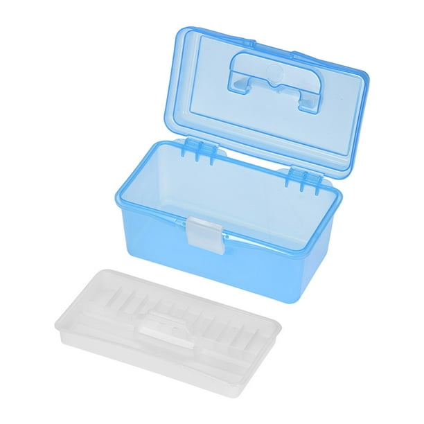 Clear Blue Multipurpose First Aid Arts Craft Supply Case Storage Container Box W Removable Tray
