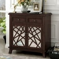 thumbnail image 2 of Wood Sideboard Storage Cabinet with Doors, Drawers and Interior Shelf, Entryway Kitchen Dining Room, Modern Vintage Design(Brown), 2 of 8