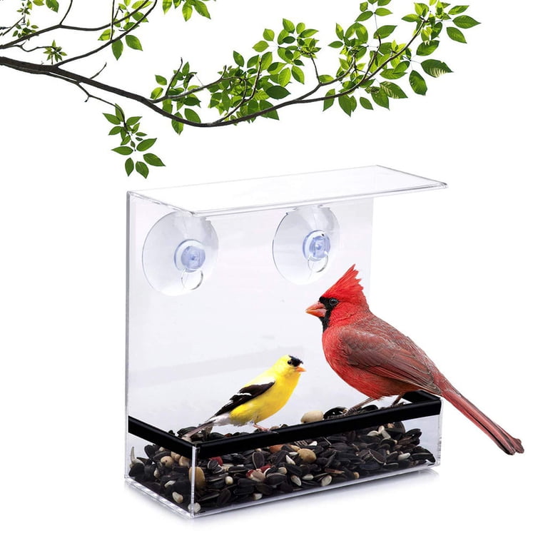 XGFHYJEH Window Bird Feeder, Window Bird Feeders with Strong Suction Cups,  Bird Feeder Window For Outside, Clear Glass Bird Feeder For Viewing Birds