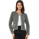 thumbnail image 1 of Blazer de tweed a cuadros Allegra K manga larga Negro L, 1 of 6