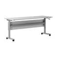 thumbnail image 2 of BizChair Commercial Grade 72" x 24" Heavy-Duty Nesting Flip Training Table with T-Legs, Modesty Panel, 1" Thick Gray Tabletop, and Gray Steel Frame, 2 of 17