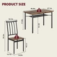 thumbnail image 2 of 5-Piece Dining Table Set for 4, Rectangular Metal and Wood Kitchen Dinette Set with Storage Rack, Upholstered Table & Chairs for Kitchen, Dining Room, Small Space, Rustic Brown, 2 of 6