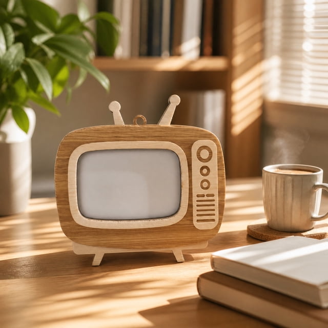 TV Shaped Wood Picture Frame Use Desktop And Hanging Photo Display Vintage TV Style Wooden Photo Frame For Home Decor Car Ornament