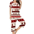 thumbnail image 4 of Ruimatai Women's Christmas Pajama Set Casual Short Sleeve Top & Cropped Pants Soft Sleepwear Loungewear Two Piece Outfit with Pockets, 4 of 6