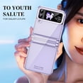 thumbnail image 7 of SaniMore for Samsung Galaxy Z Flip 4 (6.7" 2022) Case with Built-in Tempered Glass Protector (2pcs)( Hinge Protection Full Body Protection Plating Bumper Shockproof Anti-drop Clear Shell, Purple, 7 of 7