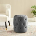 thumbnail image 3 of Modway Amour Tufted Button Round Performance Velvet Ottoman in Gray, 3 of 7