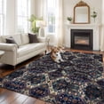 thumbnail image 2 of 5'x7' Area Rugs, Boho Black Blue Indoor Outdoor Area Rug for Living Room Bedroom, Modern Abstract Geometric Retro Washable Bathroom Rugs Kitchen Floor Carpet Mats Home Decor Aesthetic, 2 of 8