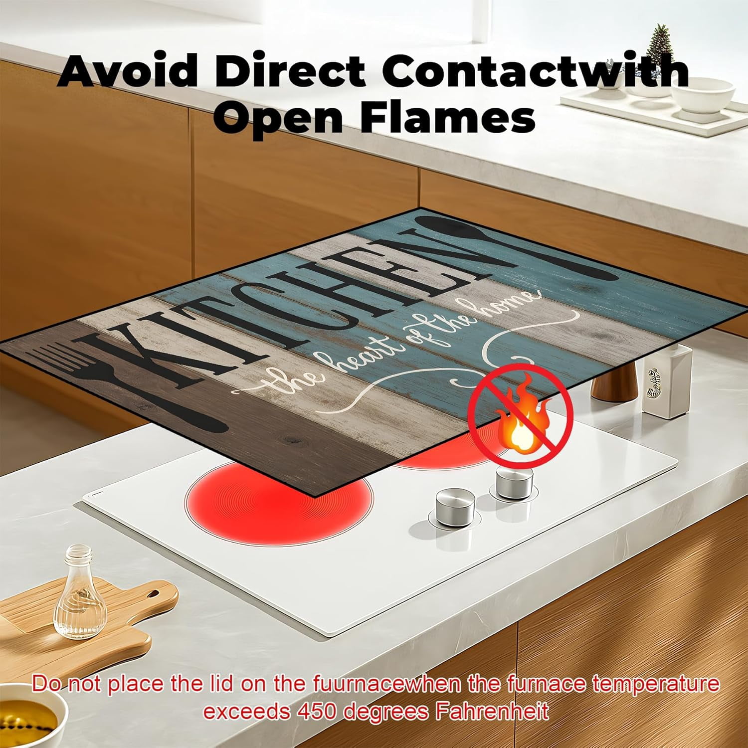 Heat-Resistant Glass Stove Top Cover with Anti-Slip Rubber Coating – Electric Stove Protector, Scratch-Resistant, Counter Space Decor Mat (board, 28.5"L x 20.5"W)