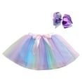 thumbnail image 2 of PEASKJP Little Girls Tutu Little Girls' High Waist Knitted Flared Pleated Skirt Casual (Pink,5-8 Y), 2 of 3