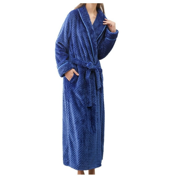 beishanbush Underwear Under $10 Women's Robe Bathrobe Solid Coat Sleeved Long Clothes Winter Lengthened Splicing Home Color