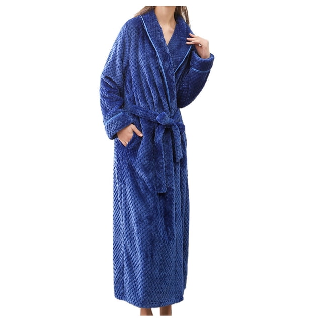 Baberdicy Robes for Women, Women's Robe Bathrobe Solid Coat Sleeved Long Clothes Winter Lengthened Splicing Home Color Robe