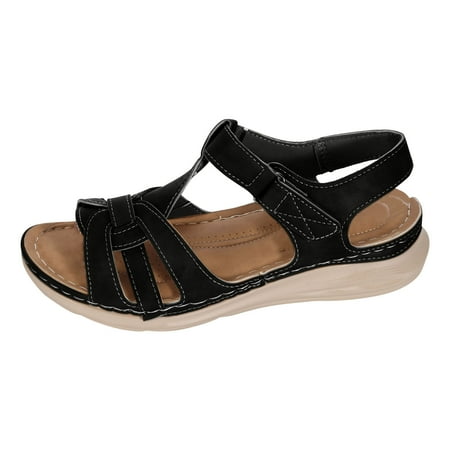 

Wmkox8yii Muffin Faux Leather Round Toe Black Platform Straw Mesh Wedge Casual Sandals