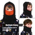thumbnail image 6 of Children Winter Trapper Hat/Balaclava Fleece Windproof Ski Mask, IClover Unisex Ushanka Hunting Hat Russian Trooper Ear Flap Chin Strap Hat with Windproof Mask-Keep Warm in Cold Weather Black & Orange, 6 of 8