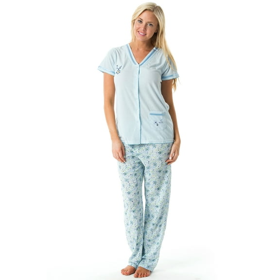 Casual Nights Women's Rayon Printed Short Sleeve Capri Pajama Set