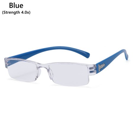 Fashion Korean Ultra-light Men & Women Presbyopic Glasses Readers Eyewear Half Frame Reading Glasses BLUE (STRENGTH 4.0X)