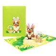 thumbnail image 1 of Tarjeta de felicitación creativa de Pascua, cesta de flores de conejo tallada en papel tridimensional 3D, tarjeta de bendición con personalidad, 1 of 1