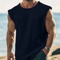 thumbnail image 2 of Cmfcve Men's Tank Tops Crew Neck Drop Shoulder Sleeveless Basic Tees Loose Fit Cotton Muscle Shirts Workout Casual Undershirts, 2 of 8