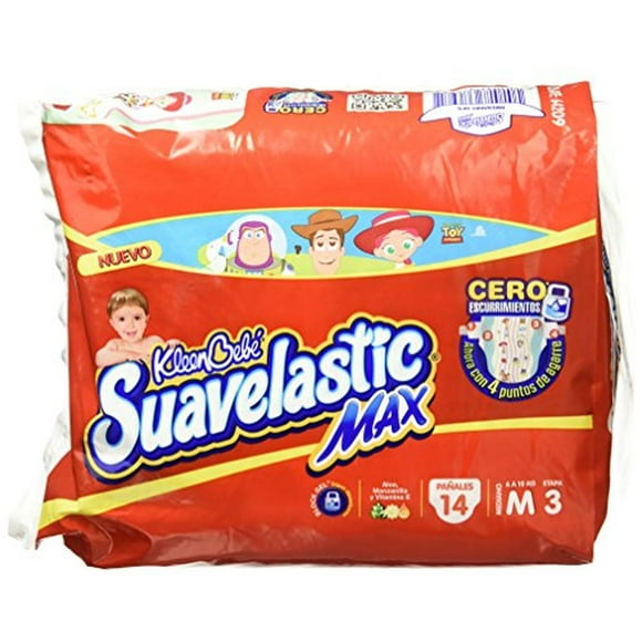 Pañal Kleenbebe Suavelastic Max3 Etapa 3 Paquete con 14 Piezas blanco