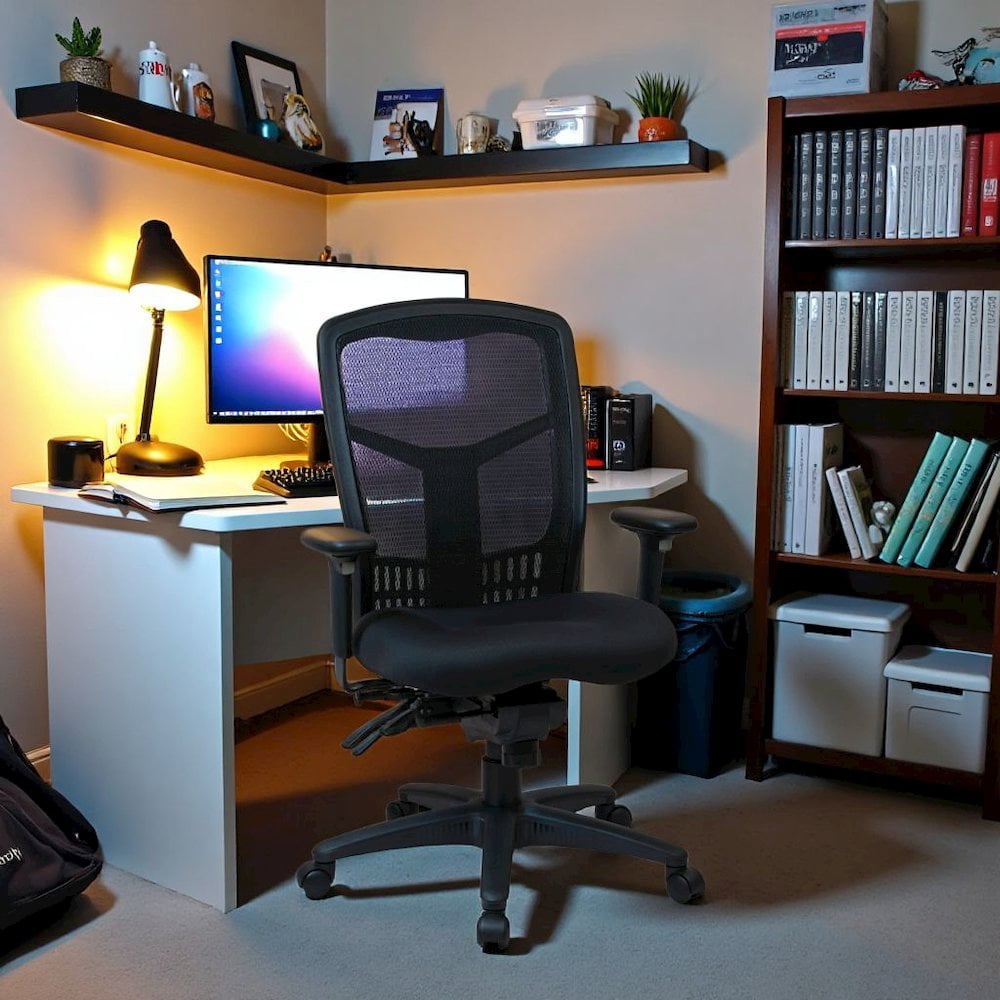 FurniFact Ergonomic Mesh Office Desk Chair – Black High-Back Chair for Comfort