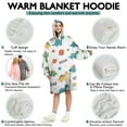 thumbnail image 5 of Wearable Oversized Blanket,White Cartoon Dinosaurs Cacti Planets Pattern Wearable Blanket Hoodie for Adults,Cozy Hooded Blankets with Super Pockets,Super Warm Fuzzy Pullover for Women & Men, 5 of 6