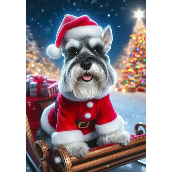 Schnauzer Grey Cropped - Best of Breed DCR Christmas Garden Flag 12" x 17"