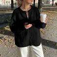 thumbnail image 2 of Women's Long Sleeve Button Cardigan Sweater Coat Loose Fit Layering Top Soft Comfortable Casual Knit Outerwear, 2 of 2