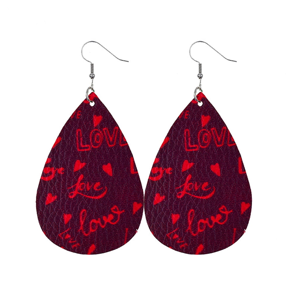 YAZILIND Leather Dangle Earrings For Women - Vintage Waterdrop Hook Earrings For Sensitive Ears