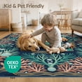 thumbnail image 4 of ODIKA Turtle Ocean Stained Border Entryway Teal Beachy Cherry Nautical Flowing Dynamic Non-Slip Chair-Friendly for Dining Room, Under Table, Home Office, 4 of 7