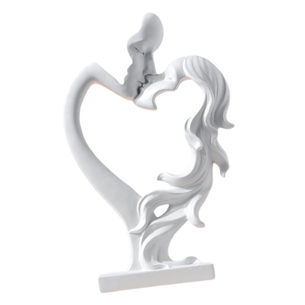 Figura de pareja besándose, escultura de amantes, estilo nórdico, adorno de escritorio para estantería. Blanco