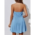 thumbnail image 6 of Women'S Bubble Mini Short Dress 2025 Summer Casual A Line Strapless Tube Top Sundress Trendy Smocked Dresses Blue XL, 6 of 7