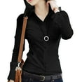 thumbnail image 2 of Women long Sleeve Blouses Shirts Elegant Summer Korean Fashion Work Casual Tops, 2 of 7