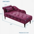 thumbnail image 5 of Velvet Chaise Lounge Zarler Indoor Modern Tufted Long Lounger with Pillow for Living Room Bedroom Office HotPink, 5 of 9