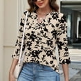 thumbnail image 4 of Wutalume Womens Tops with 3/4 Sleeve, Retro Style Casual Shirt for Everyday Outfits, Weekend Wear, Casual Occasions, and Breathable Fabric,Beige S, 4 of 5