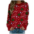 thumbnail image 2 of Mode Noël Femmes Imprimé Manches Longues Confortable Respirant Col Rond Chemise Hauts, 2 of 6