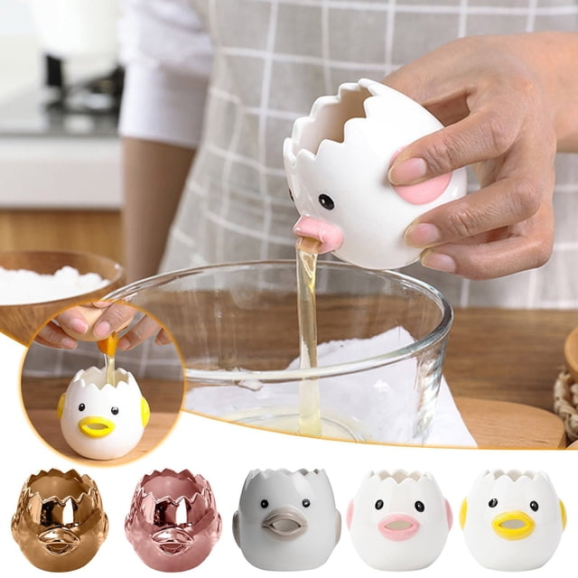 SSZMDLB 2Pcs Egg White And Yolk Separator, Cute Chick Design Ceramic Egg Separator Tool, Easy Clean Kitchen Gadget for Baking, Cooking and Food Prep, Egg Cracker Separator