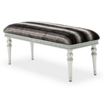 Michael Amini Melrose Plaza Contemporary Wood & Velvet Bed Bench in Dove Gray
