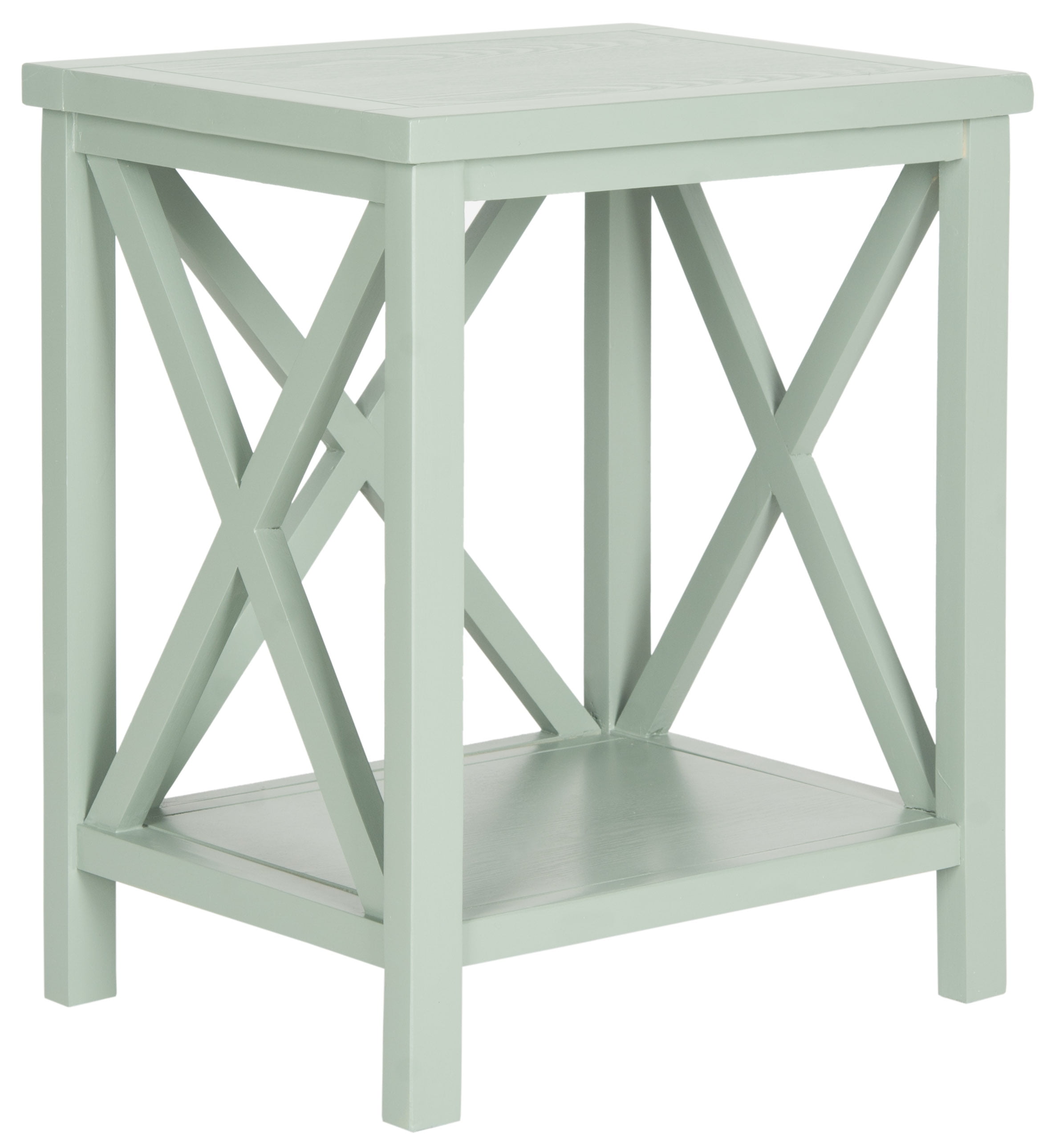 SAFAVIEH Candence Nautical Cross Back End Table, Dusty Green