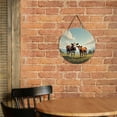 thumbnail image 5 of Rustic Round Wooden Wall Art Sign, 8" Decorative Home Decor, Vintage Cows Farm Animals Cattle Designs, Easy Hang, Gift-Ready for Christmas Living Room Bedroom Kitchen Office, 5 of 8