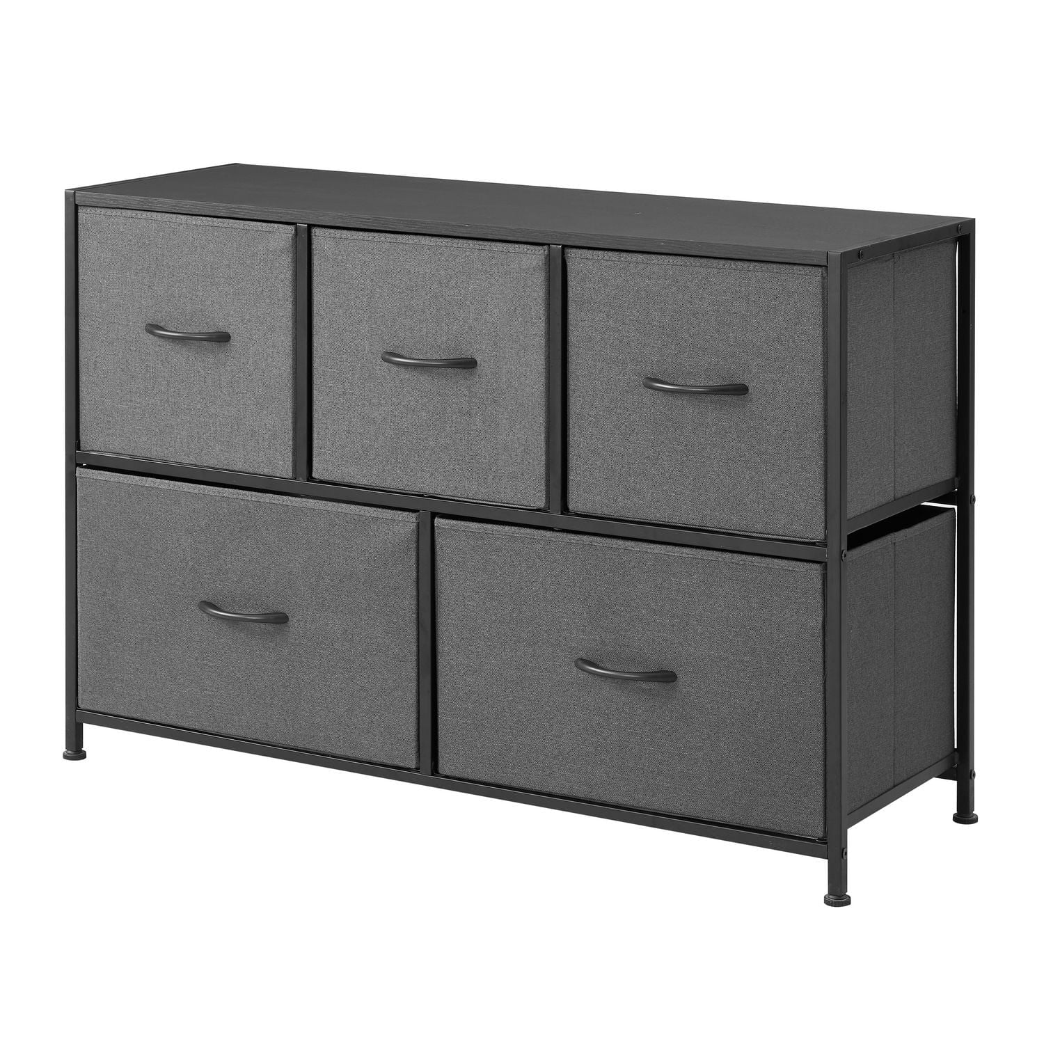 Mainstays 5 Drawer Horizontal Fabric Dresser, Grey
