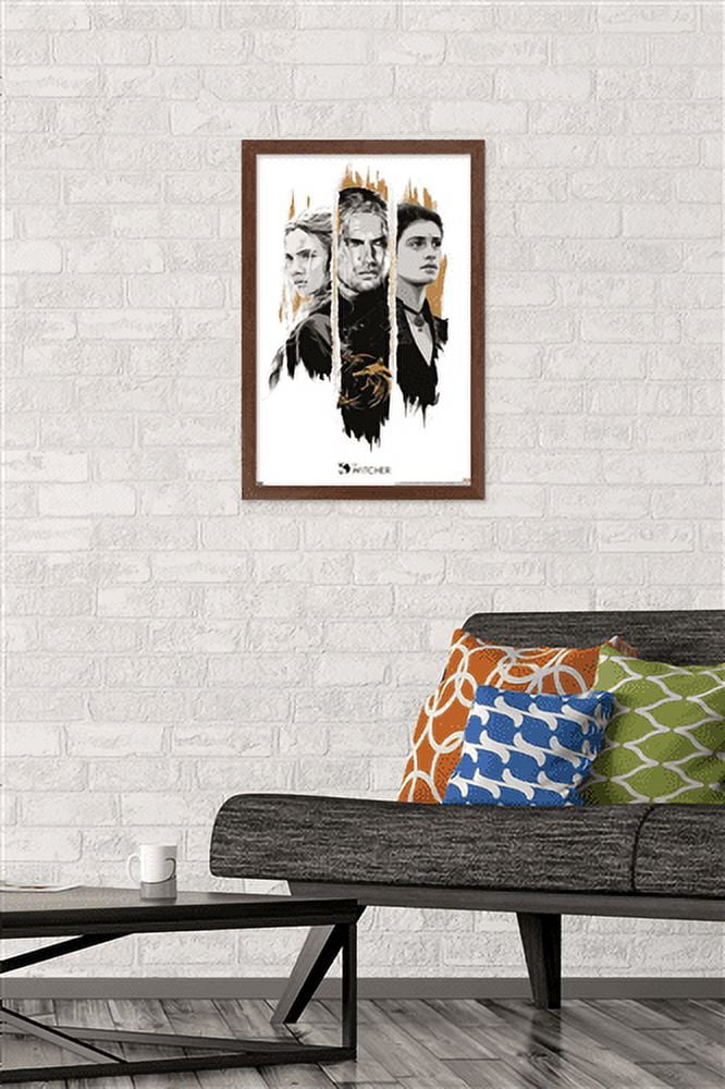 Netflix The Witcher Season 2 - Trio Wall Poster, 14.725" x 22.375", Framed