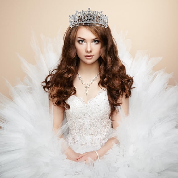 CTIRCHIU Rhinestone Queen Crown Elegant Tiara Headpiece for Pageants 1Set