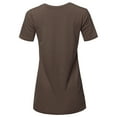 thumbnail image 3 of A2Y Women's Basic Solid Premium Cotton Short Sleeve V-neck T Shirt Tee Tops Americano L, 3 of 6
